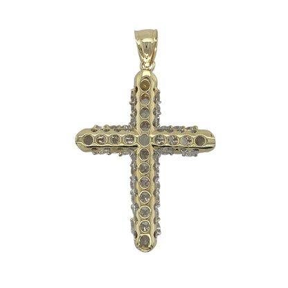 Add exceptional sparkle and bold statement style to your jewellery collection with this pre-owned 9ct yellow gold cubic zirconia cross pendant, featuring a large faith-inspired design with impressive brilliance—perfect for special occasions, gifting, or meaningful everyday wear.

Design: The pendant features a substantial cross design set with multiple sparkling cubic zirconia stones, creating a striking display of brilliance and light-catching sparkle.