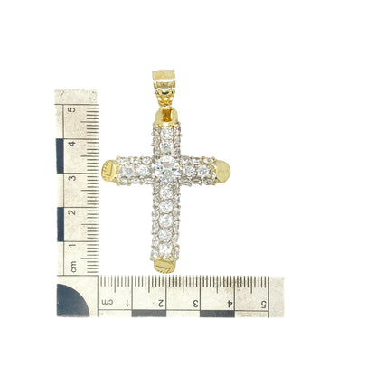 9ct Gold & Cubic Zirconia Large Cross Pendant