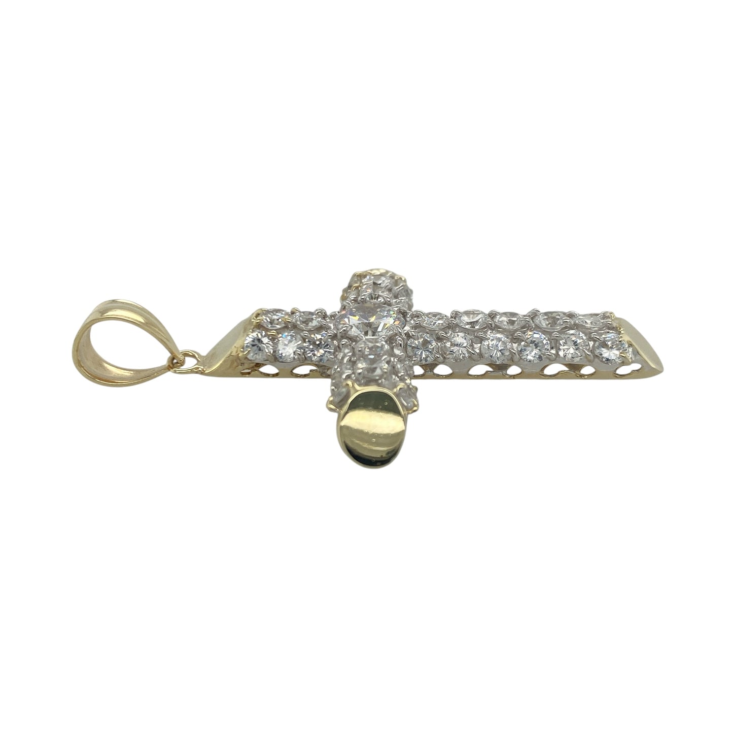 9ct Gold & Cubic Zirconia Large Cross Pendant