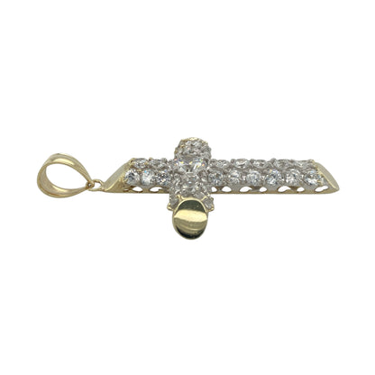 9ct Gold & Cubic Zirconia Large Cross Pendant