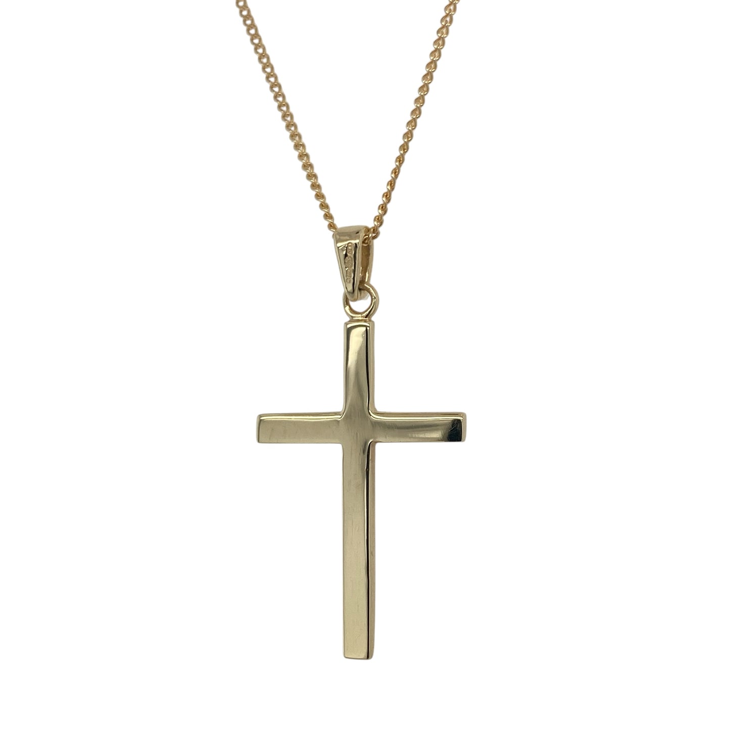 9ct Gold Plain Cross 18" Necklace
