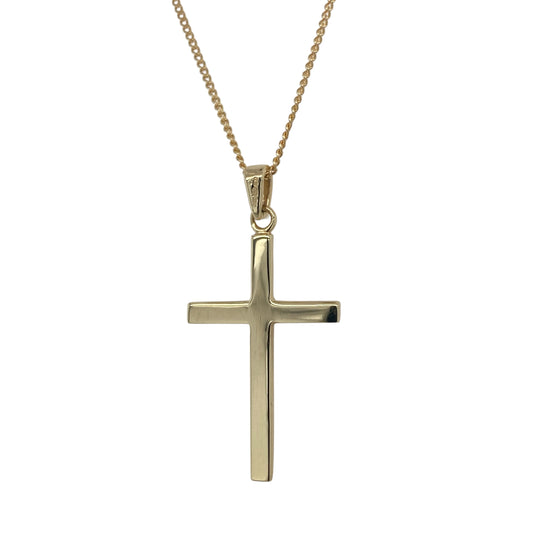 9ct Gold Plain Cross 18" Necklace