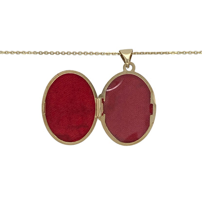 9ct Gold Flower Patterned Oval Locket 18" Necklace