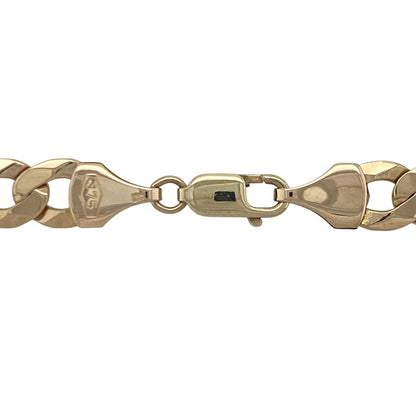 Make a bold statement with this pre-owned 9ct yellow solid gold curb chain, featuring a substantial heavyweight design with timeless appeal and exceptional presence—perfect for wearing alone as a standout piece or as a premium addition to any jewellery collection.

Design: The chain features classic solid curb links measuring approximately 8mm wide, creating a striking and masculine appearance with a polished finish that reflects the light beautifully.