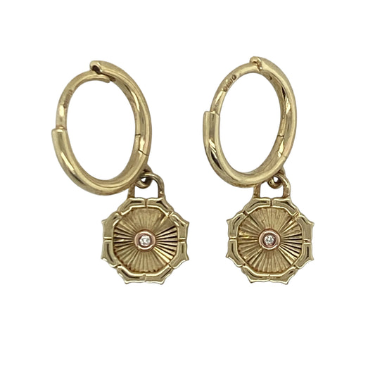 9ct Gold & Diamond Clogau Bore Da Drop Earrings