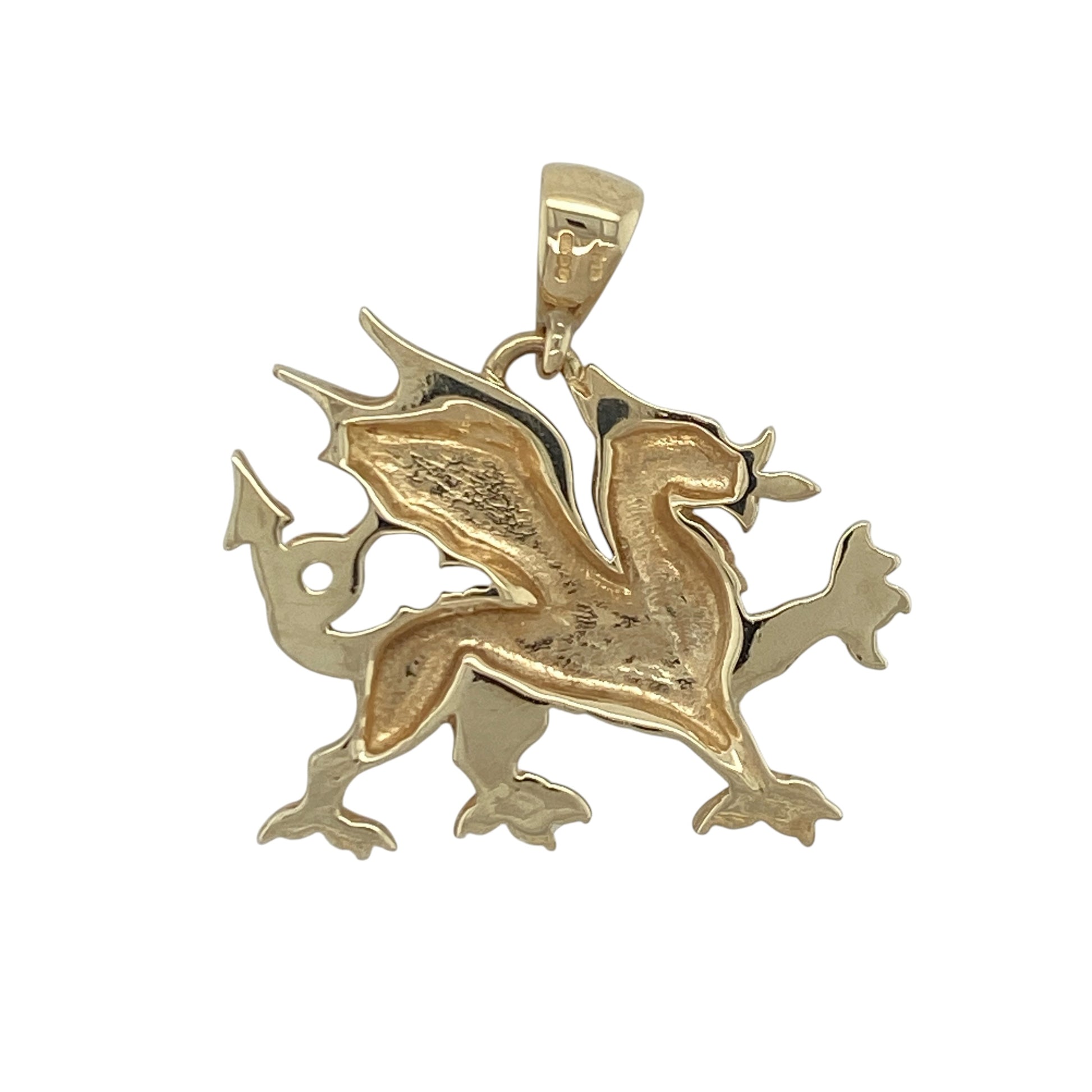 Add a touch of Welsh heritage and bold symbolism to your jewellery collection with this pre-owned 9ct yellow gold Welsh Dragon pendant, featuring an iconic national emblem with timeless statement appeal—perfect for gifting, celebrating Welsh pride, or meaningful everyday wear.

Design: The pendant showcases the legendary Welsh Dragon in a beautifully detailed design, creating a striking and instantly recognisable piece that reflects strength, courage, and national identity.