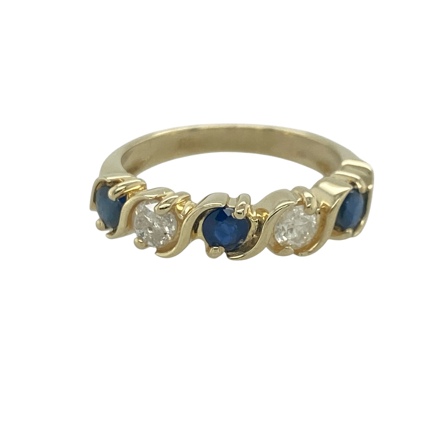 14ct Gold Diamond & Sapphire Band Ring