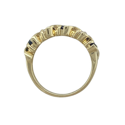 14ct Gold Diamond & Sapphire Band Ring