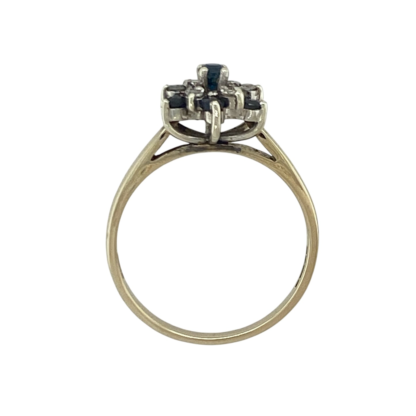 9ct Gold Diamond & Sapphire Flower Cluster Ring