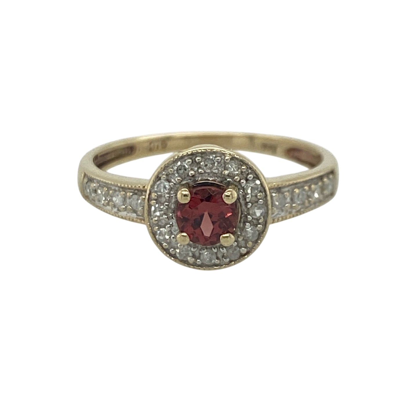 9ct Gold Diamond & Garnet Halo Ring