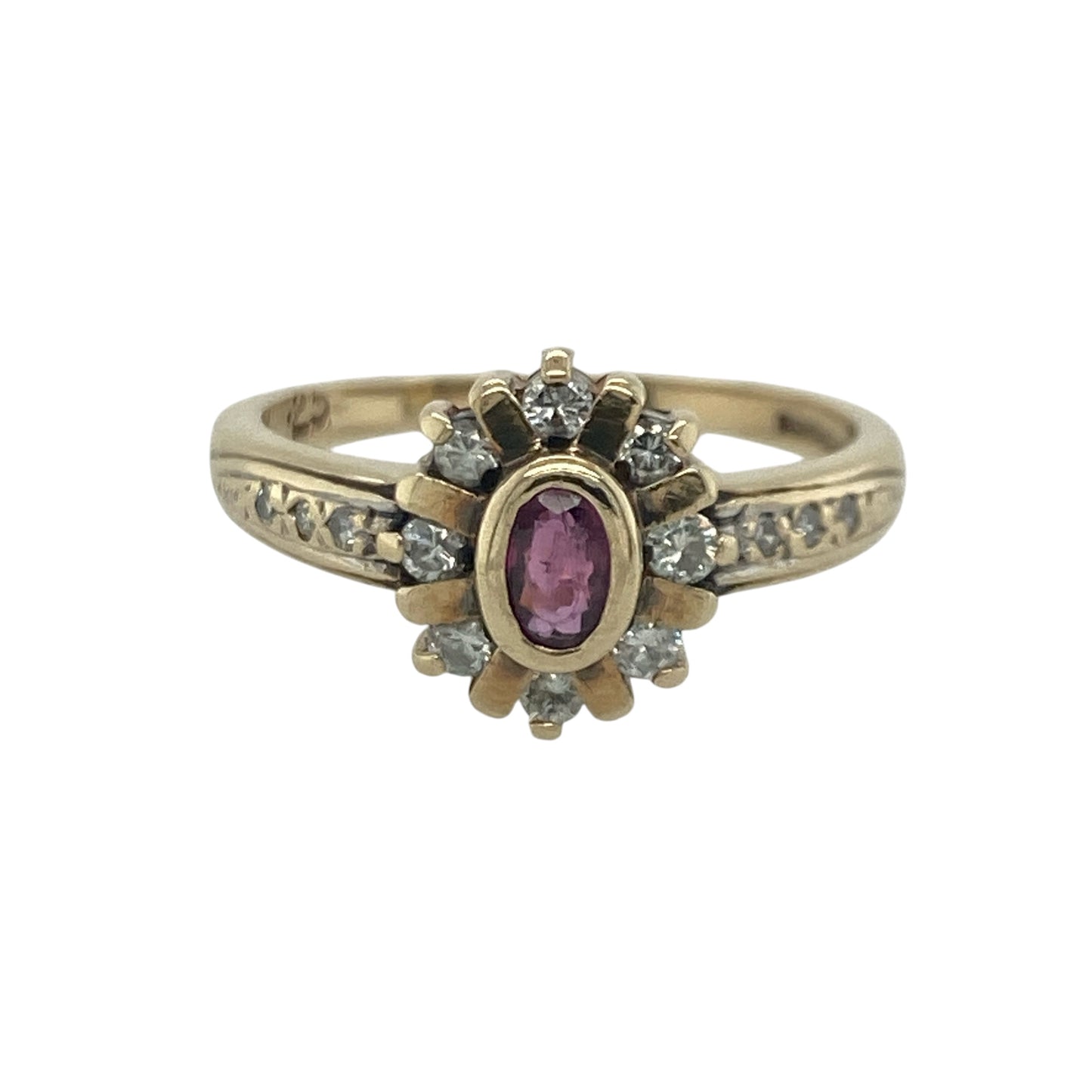 9ct Gold Diamond & Ruby Cluster Ring