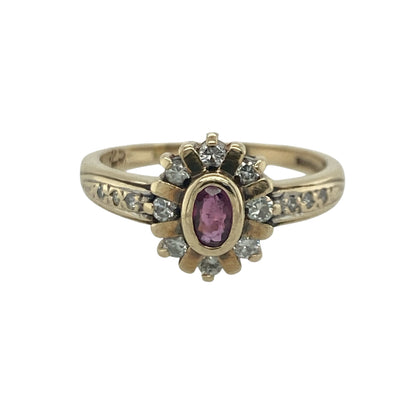 9ct Gold Diamond & Ruby Cluster Ring