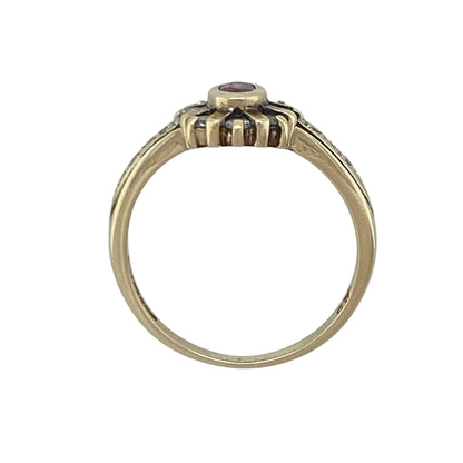 9ct Gold Diamond & Ruby Cluster Ring