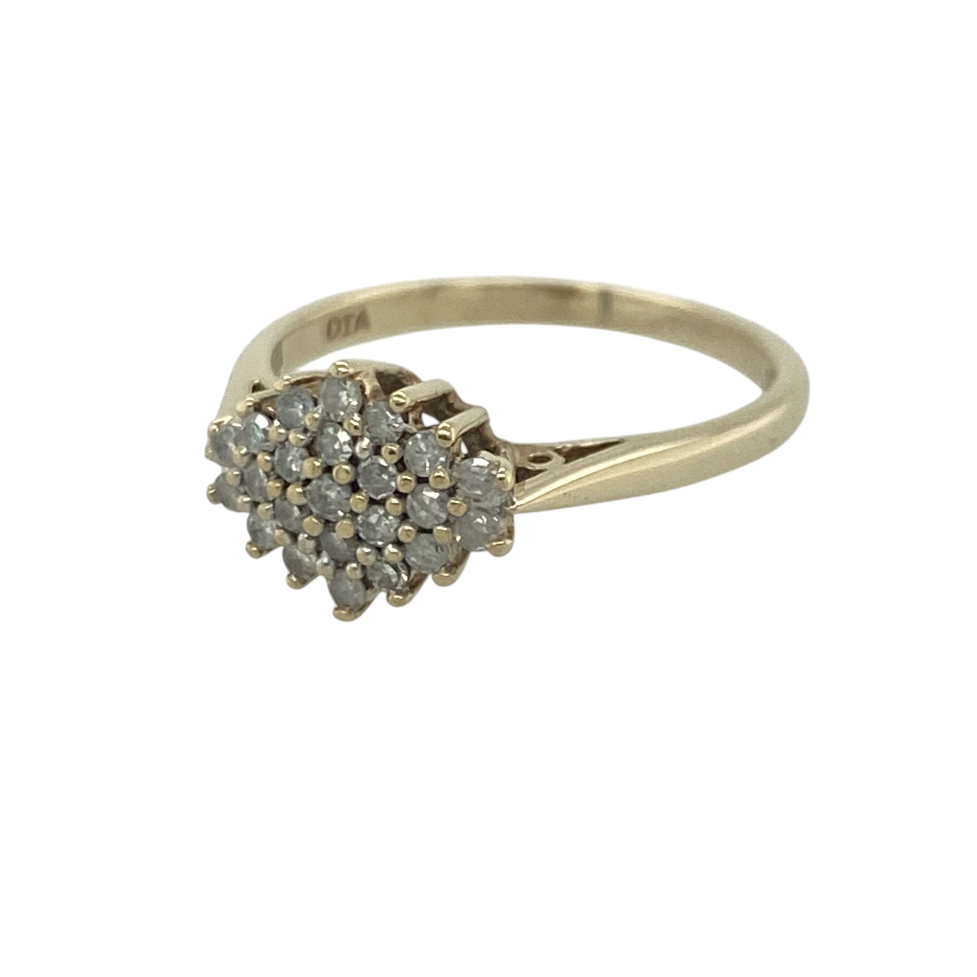 Add timeless sparkle and elegant sophistication to your jewellery collection with this pre-owned 9ct yellow gold diamond cluster ring, featuring a classic multi-stone design with beautiful everyday appeal—perfect for special occasions, gifting, or refined daily wear.

Design: The ring showcases a sparkling diamond cluster measuring approximately 8mm high at the front, creating an eye-catching focal point with impressive brilliance and timeless style.