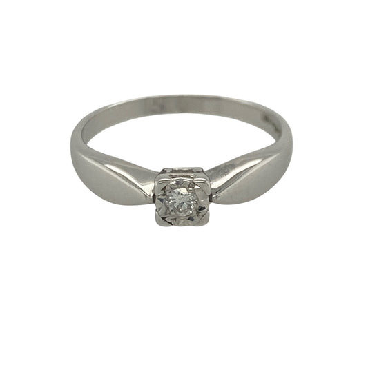 9ct White Gold & Diamond Solitaire Ring