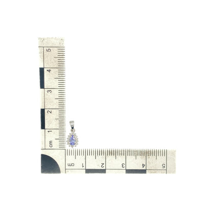9ct White Gold Diamond & Tanzanite Teardrop Cluster Pendant