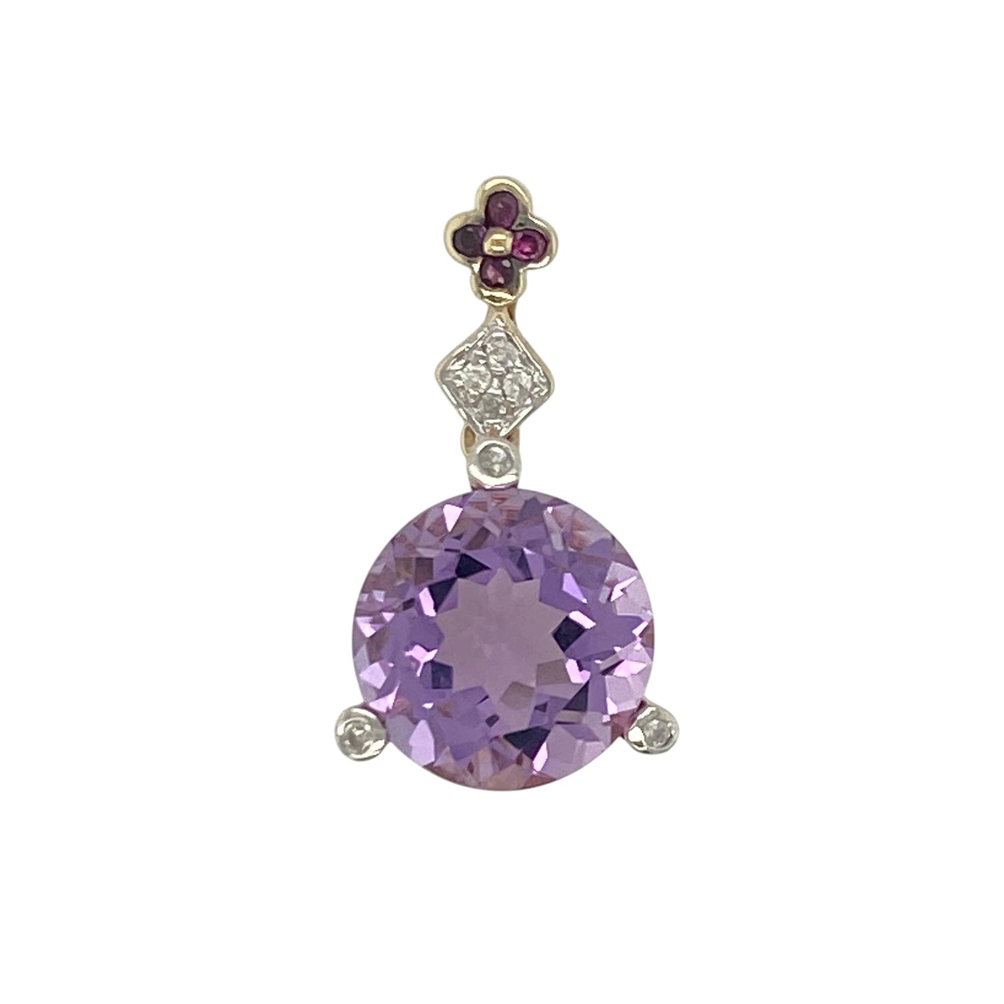 9ct Gold Diamond & Purple Stone Pendant