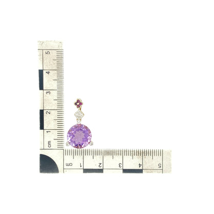 9ct Gold Diamond & Purple Stone Pendant