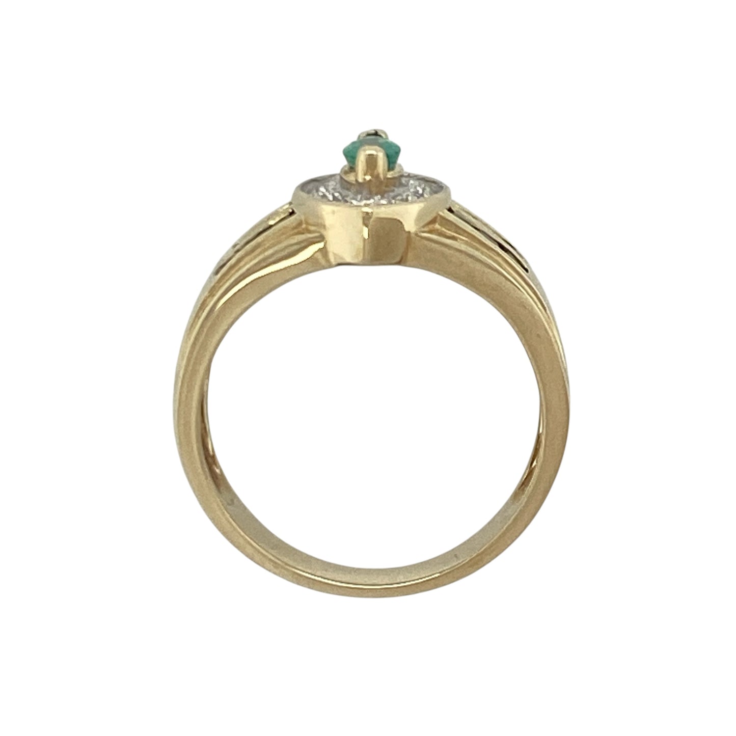 14ct Gold Emerald & Cubic Zirconia Cluster Ring