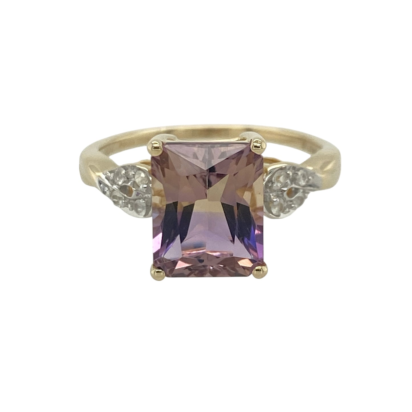 9ct Gold Ametrine & Cubic Zirconia Ring