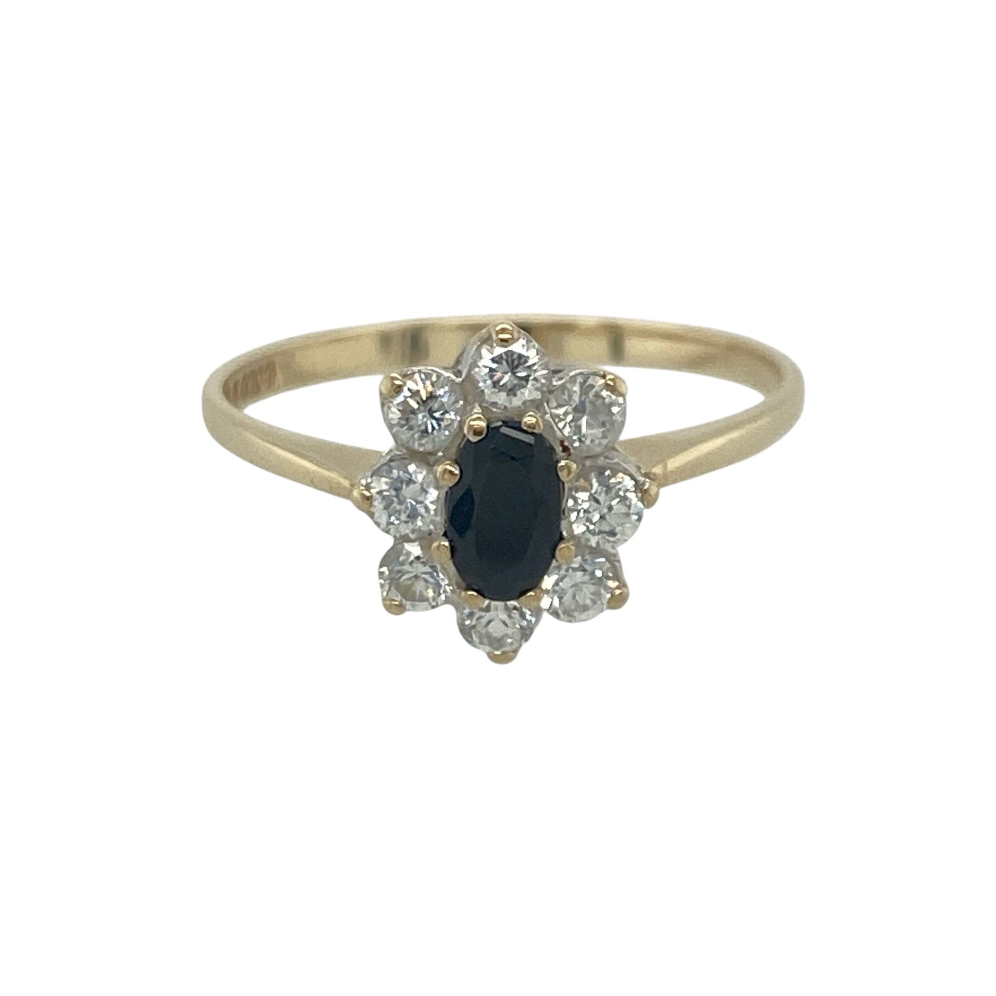 9ct Gold Sapphire & Cubic Zirconia Cluster Ring
