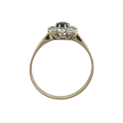 9ct Gold Sapphire & Cubic Zirconia Cluster Ring