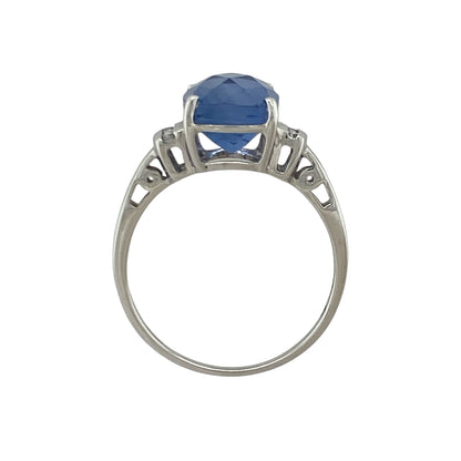 9ct White Gold Blue Stone & Cubic Zirconia Ring