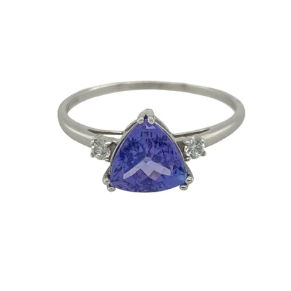 9ct White Gold Tanzanite & Cubic Zirconia Ring