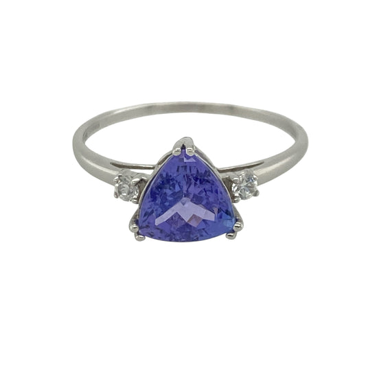 9ct White Gold Tanzanite & Cubic Zirconia Ring