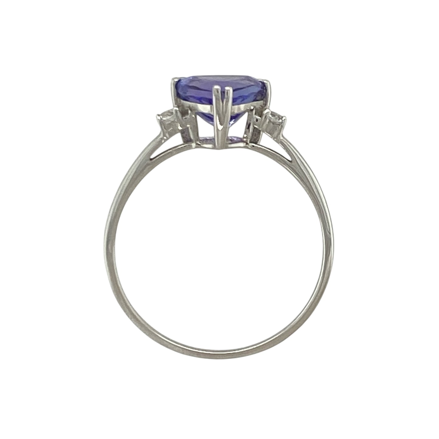 9ct White Gold Tanzanite & Cubic Zirconia Ring