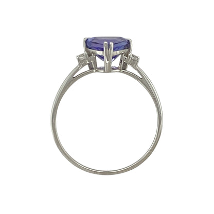 9ct White Gold Tanzanite & Cubic Zirconia Ring