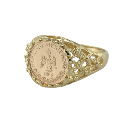 Add vintage-inspired charm and distinctive style to your jewellery collection with this pre-owned 9ct yellow and rose gold coin style ring, featuring an eye-catching design with timeless statement appeal—perfect for gifting, special occasions, or everyday wear.

Design: The ring showcases a decorative coin-style centre measuring approximately 10mm in diameter, creating a striking focal point.