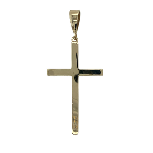 Add bold elegance and meaningful symbolism to your jewellery collection with this pre-owned 9ct yellow solid gold plain cross pendant, featuring a substantial faith-inspired design with timeless statement appeal—perfect for gifting, personal devotion, or everyday wear.

Design: The pendant features a classic plain cross design with clean lines and a polished finish, creating a striking and timeless appearance.