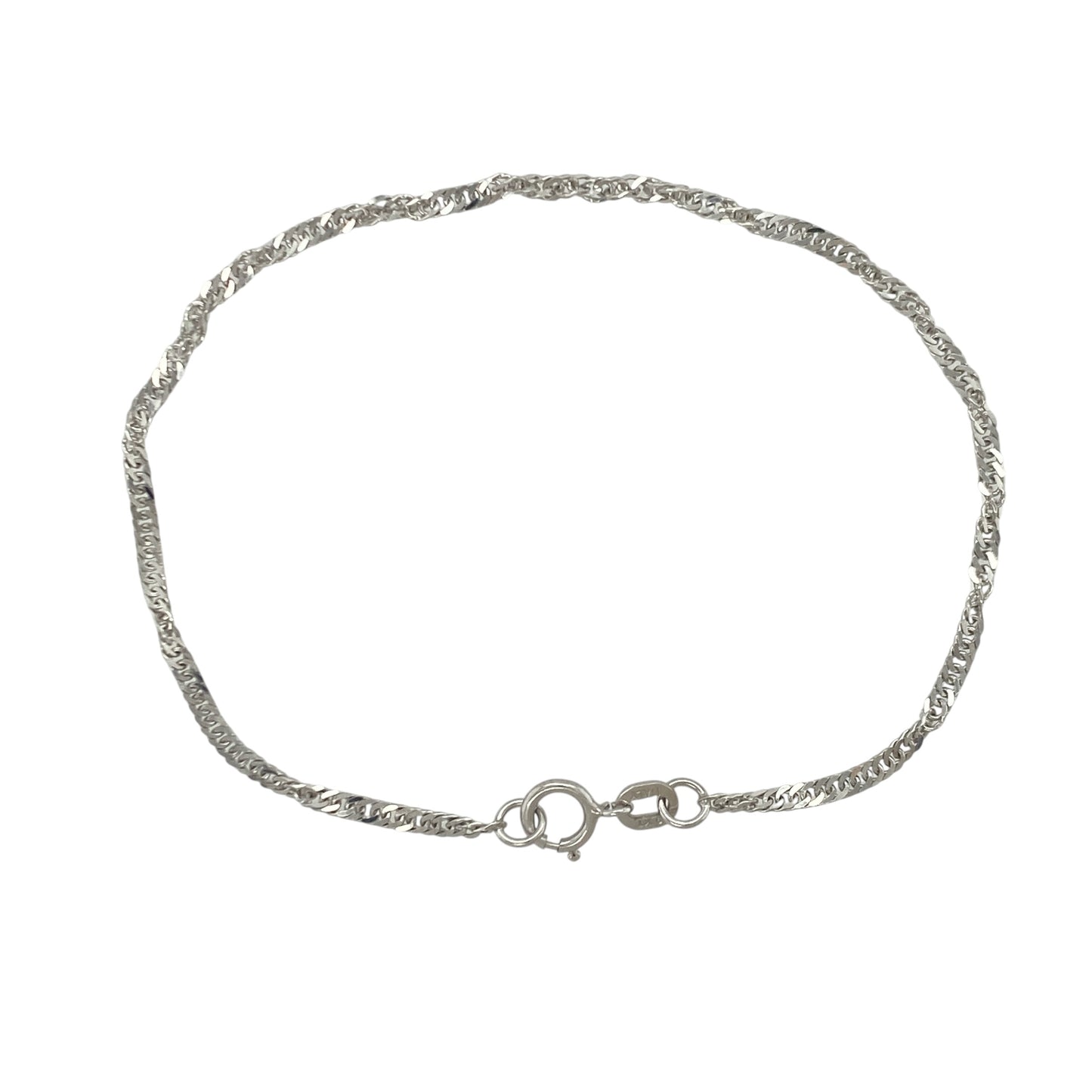 9ct White Gold 7" Singapore Bracelet