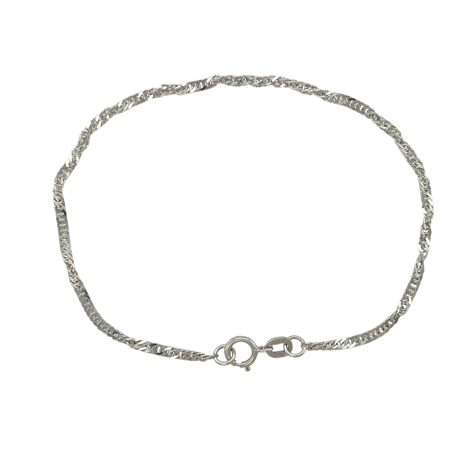 9ct White Gold 7" Singapore Bracelet