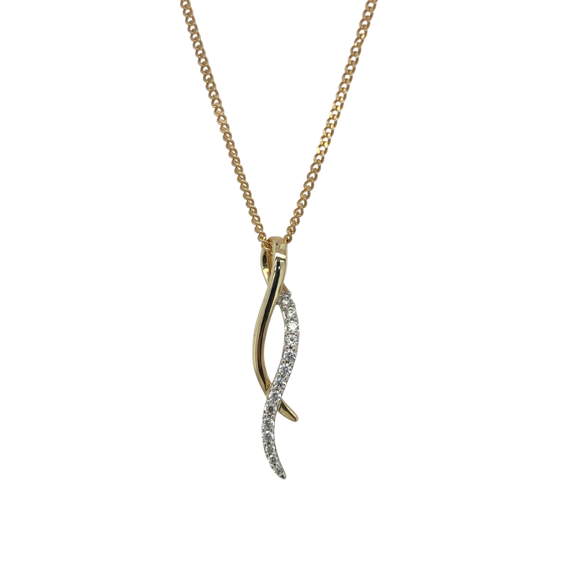 9ct Gold & Cubic Zirconia Swirl 18" Necklace