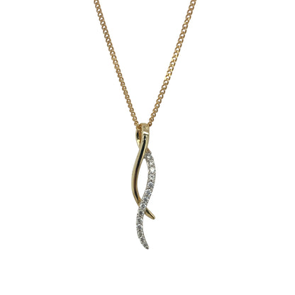 9ct Gold & Cubic Zirconia Swirl 18" Necklace