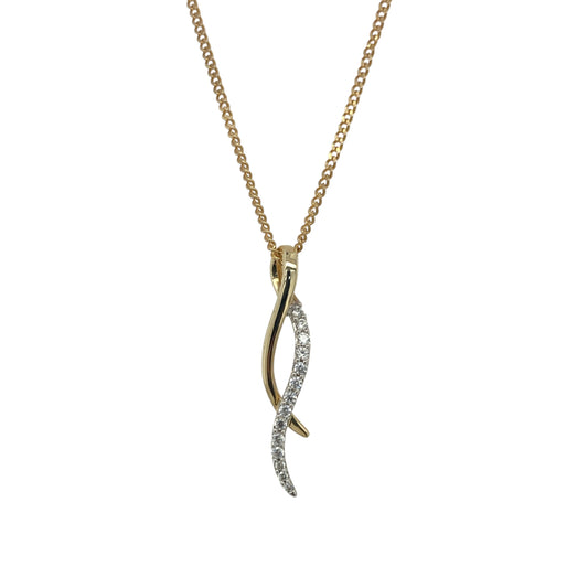 9ct Gold & Cubic Zirconia Swirl 18" Necklace