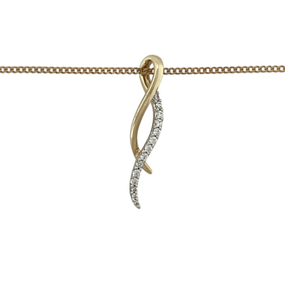 Add elegant sparkle and contemporary style to your jewellery collection with this pre-owned 9ct yellow gold cubic zirconia swirl pendant necklace, featuring a graceful flowing design with timeless everyday appeal—perfect for gifting, special occasions, or refined daily wear.

Design: The necklace features a beautifully crafted swirl pendant measuring approximately 24mm in length, accented with sparkling cubic zirconia stones that catch the light beautifully.