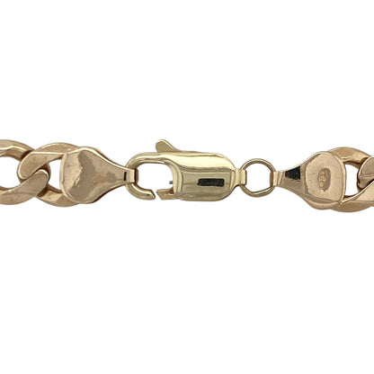 Add exceptional presence and timeless style to your jewellery collection with this pre-owned 9ct yellow gold curb chain, featuring a heavyweight design with bold statement appeal—perfect for wearing alone as a standout piece or as a premium addition to any fine jewellery collection.

Design: The chain features substantial curb links measuring approximately 9mm wide, creating a powerful and eye-catching appearance.