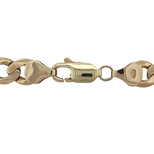 Add exceptional presence and timeless style to your jewellery collection with this pre-owned 9ct yellow gold curb chain, featuring a heavyweight design with bold statement appeal—perfect for wearing alone as a standout piece or as a premium addition to any fine jewellery collection.

Design: The chain features substantial curb links measuring approximately 9mm wide, creating a powerful and eye-catching appearance.