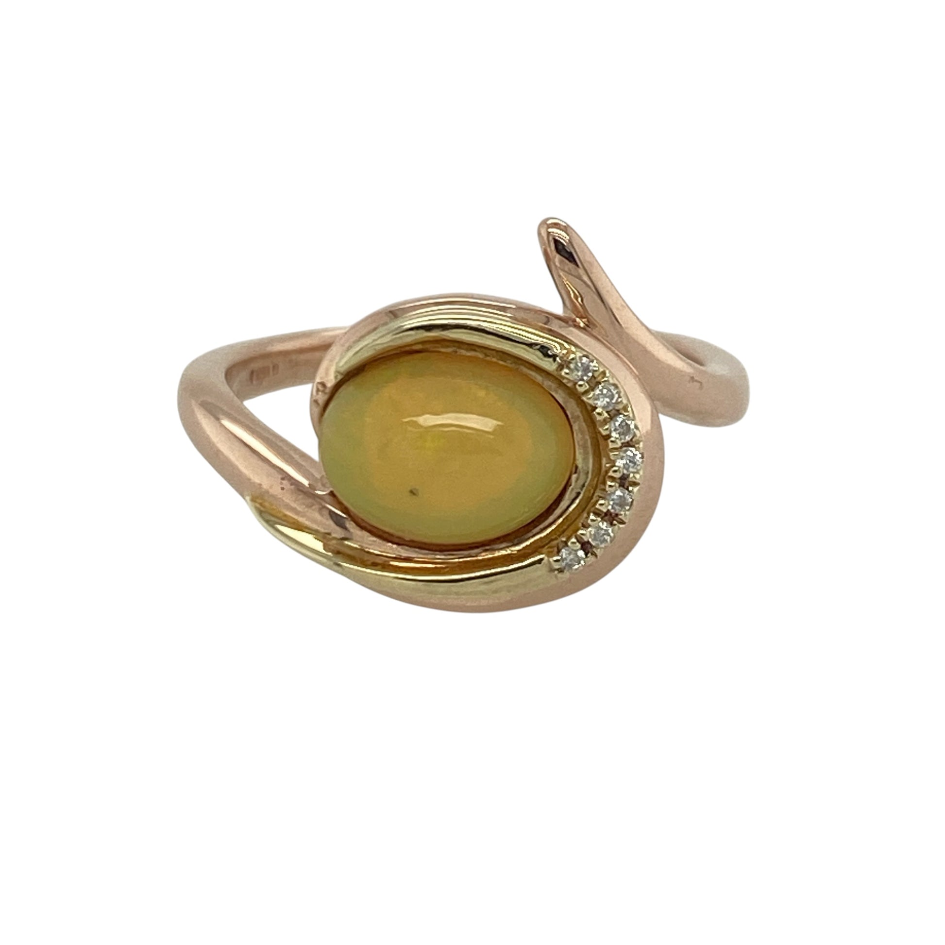 9ct Gold Diamond & Yellow Opalique Clogau Ring