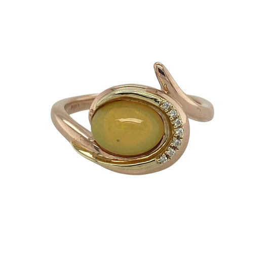 9ct Gold Diamond & Yellow Opalique Clogau Ring