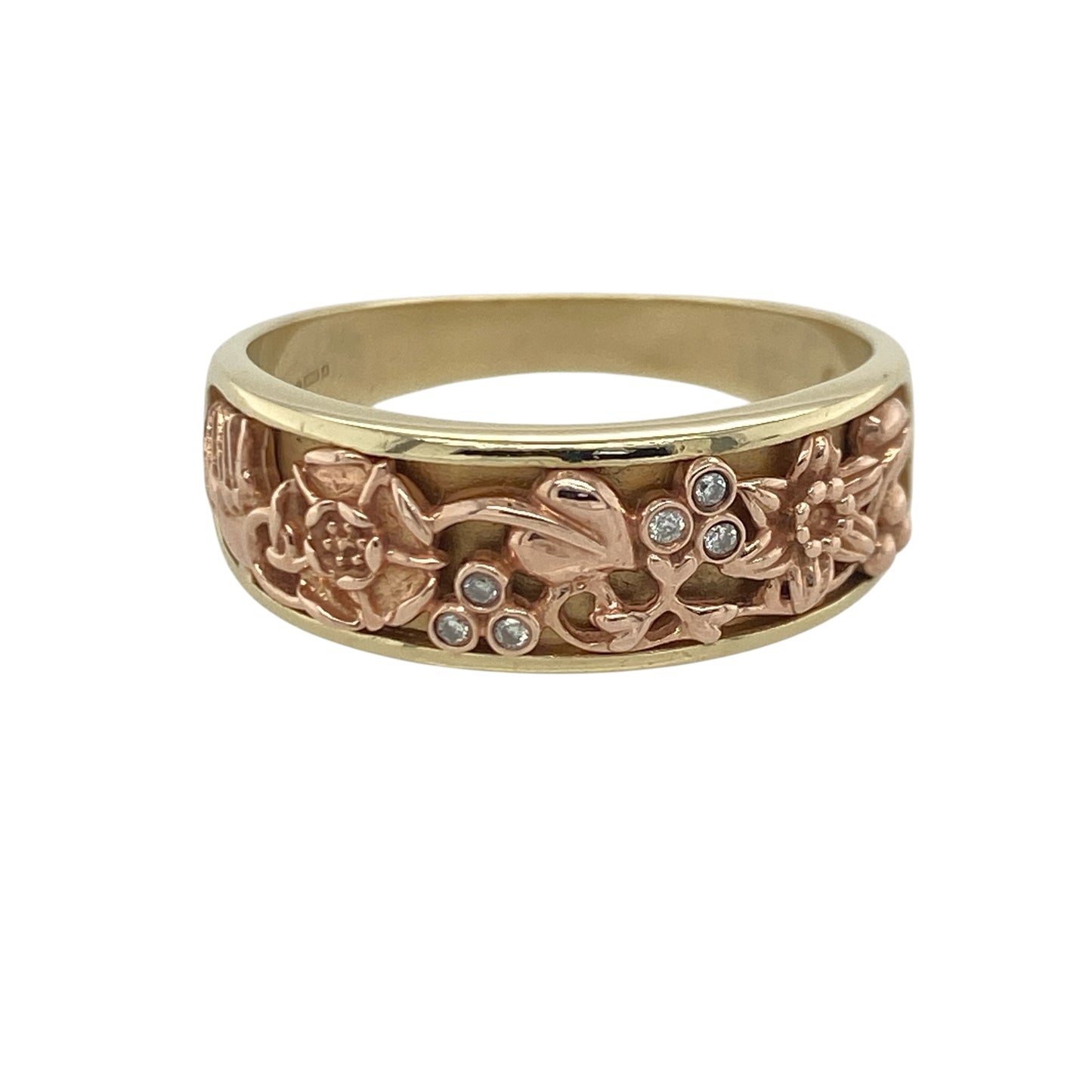 9ct Gold & Diamond Clogau Flower Band Ring