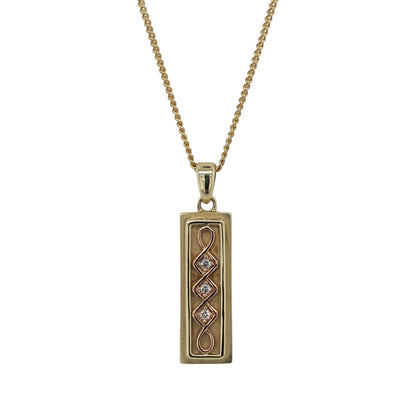 9ct Gold & Diamond Set Clogau Ingot 18" Necklace