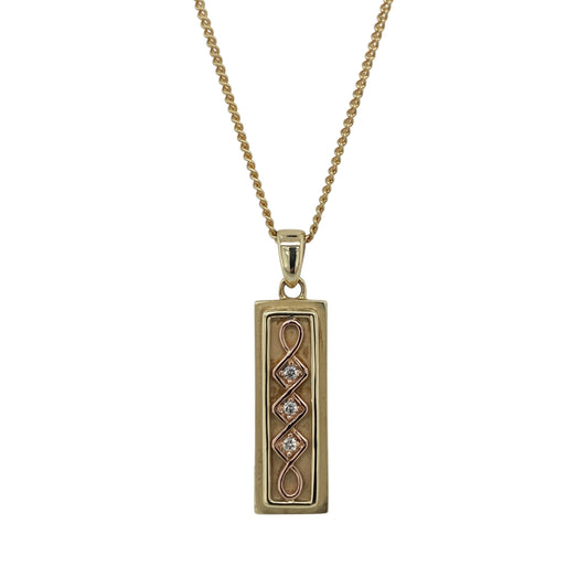 9ct Gold & Diamond Set Clogau Ingot 18" Necklace