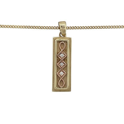 Celebrate heritage and luxury with this pre-owned 9ct yellow and rose gold diamond set Celtic Clogau ingot pendant—rich in symbolism, beautifully detailed, and crafted as a limited edition piece.

Design: This striking 3.2cm long pendant features a classic ingot shape adorned with an intricate Celtic design in warm rose gold, accented by approximately 6 points of sparkling diamonds for added brilliance.