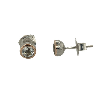 925 Silver & White Topaz Round Clogau Stud Earrings