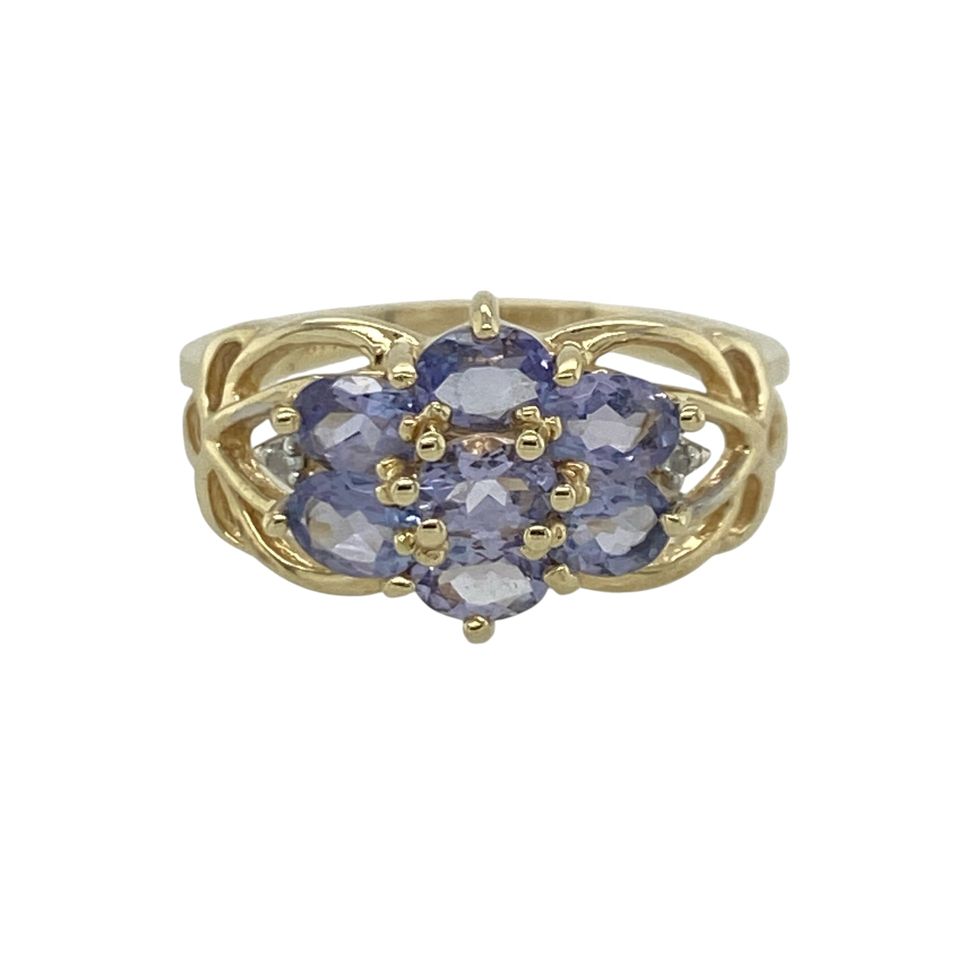 9ct Gold Diamond & Tanzanite Cluster Ring