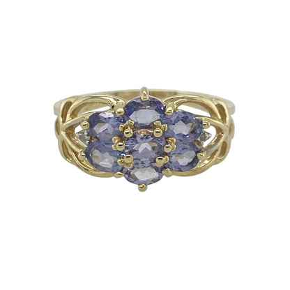 9ct Gold Diamond & Tanzanite Cluster Ring